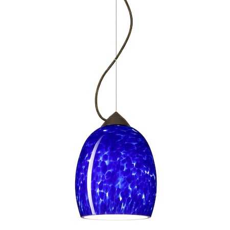 Besa Lighting Lucia Cord Pendant, Blue Cloud, Bronze Finish, 1x9W LED 1KX-169786-LED-BR